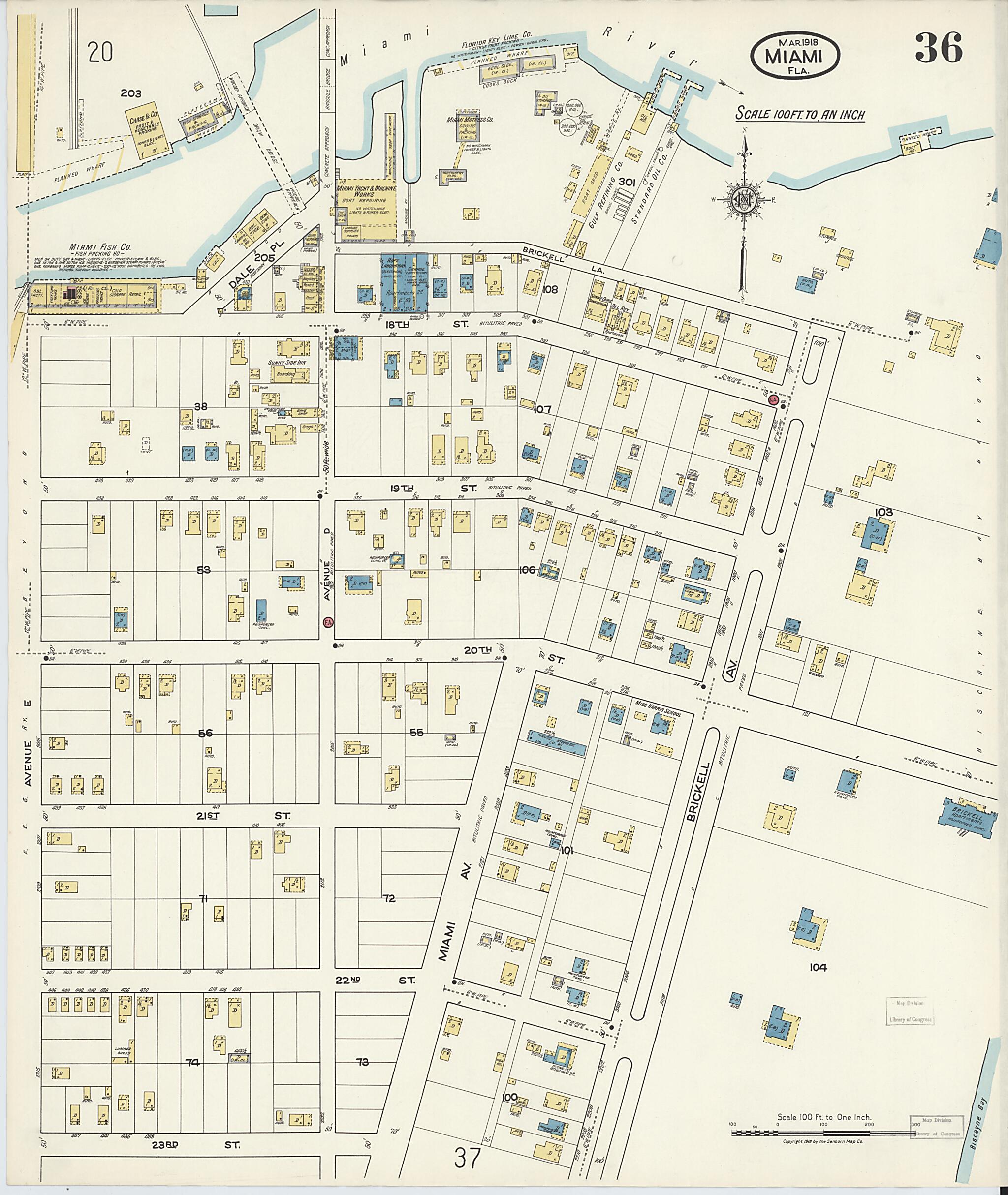 This old map of Miami Beach, Dade County, Florida was created by Sanborn Map Company in 1918