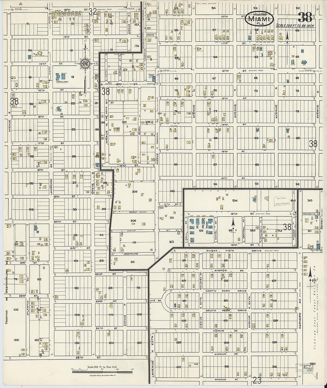This old map of Miami Beach, Dade County, Florida was created by Sanborn Map Company in 1918