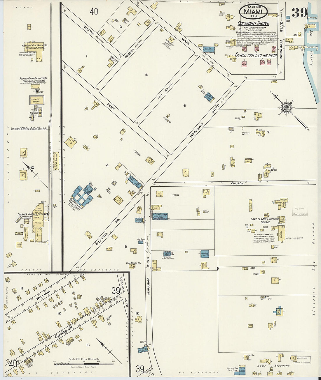 This old map of Miami Beach, Dade County, Florida was created by Sanborn Map Company in 1918