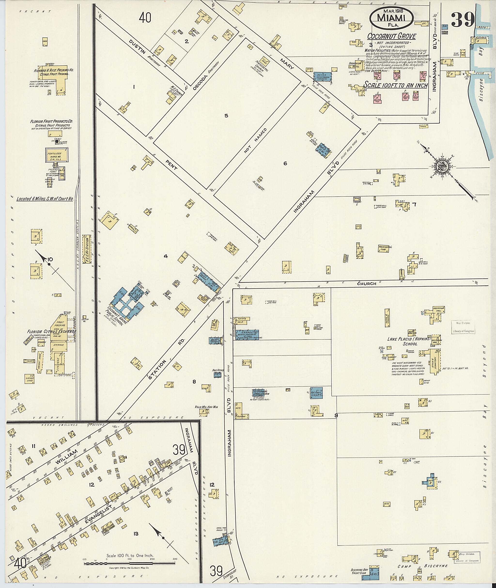 This old map of Miami Beach, Dade County, Florida was created by Sanborn Map Company in 1918