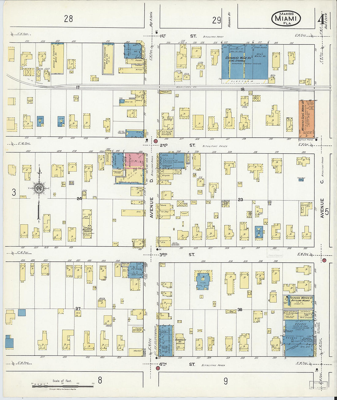 This old map of Miami Beach, Dade County, Florida was created by Sanborn Map Company in 1918