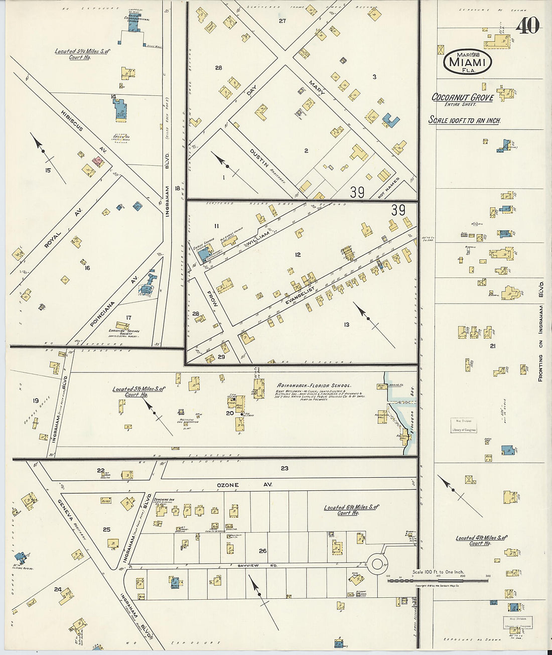 This old map of Miami Beach, Dade County, Florida was created by Sanborn Map Company in 1918