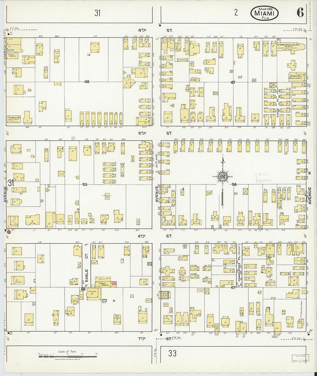 This old map of Miami Beach, Dade County, Florida was created by Sanborn Map Company in 1918