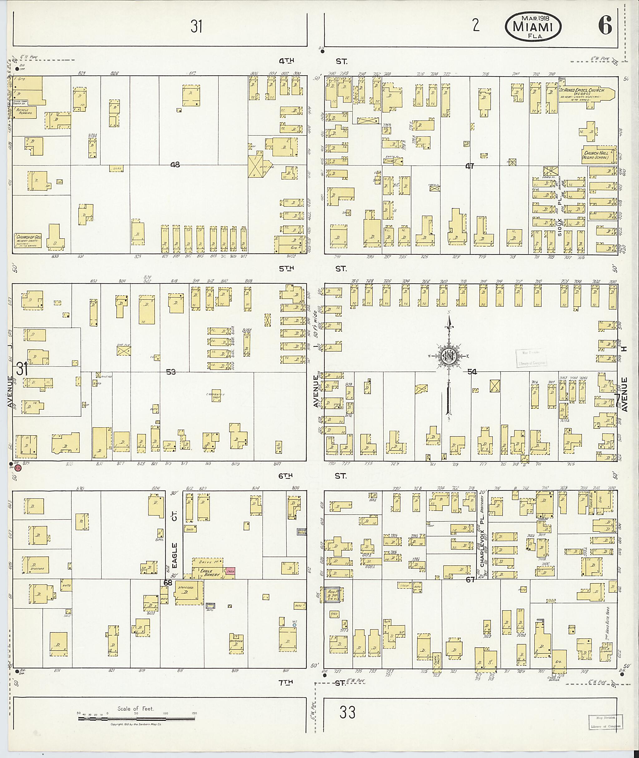 This old map of Miami Beach, Dade County, Florida was created by Sanborn Map Company in 1918
