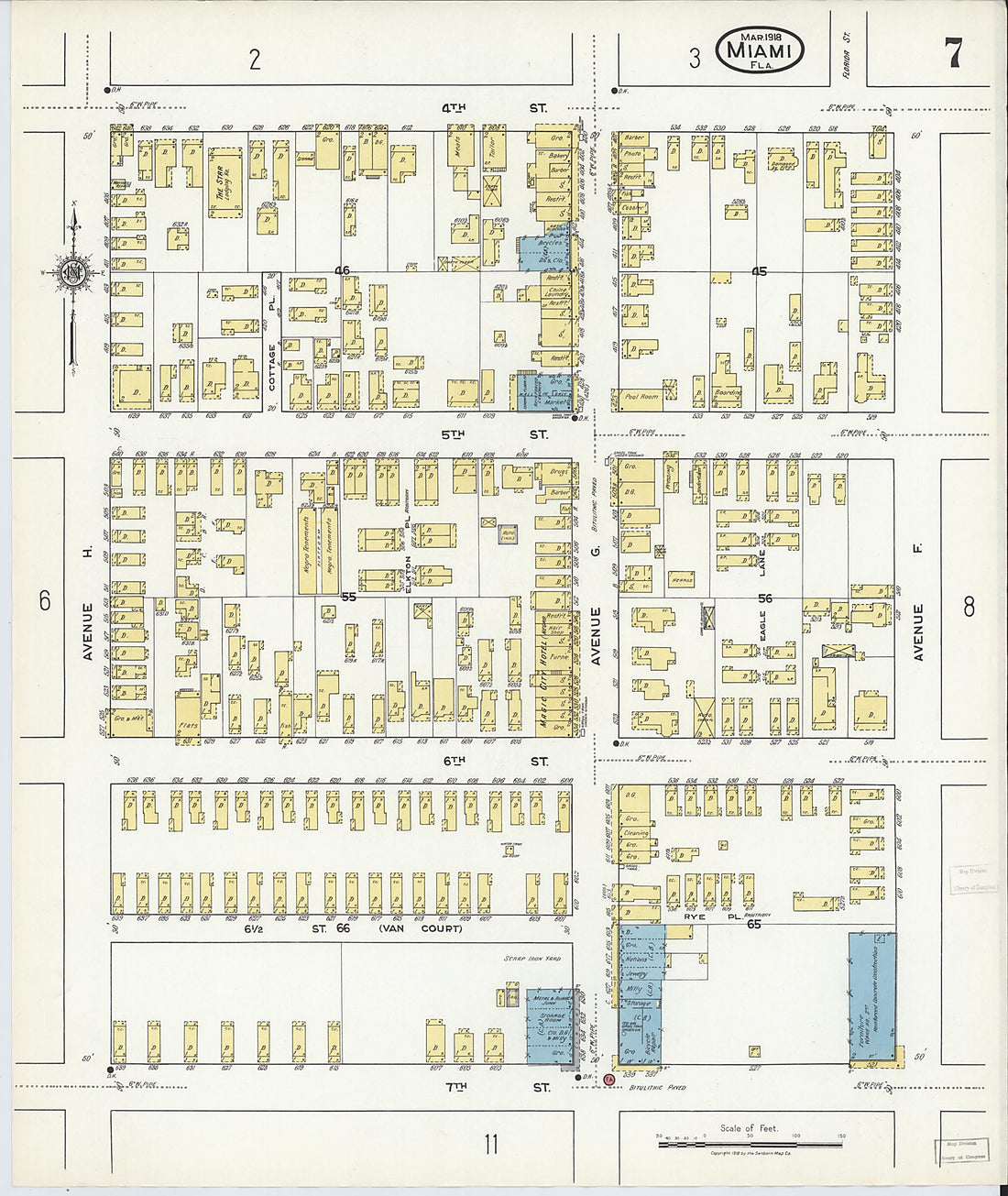This old map of Miami Beach, Dade County, Florida was created by Sanborn Map Company in 1918