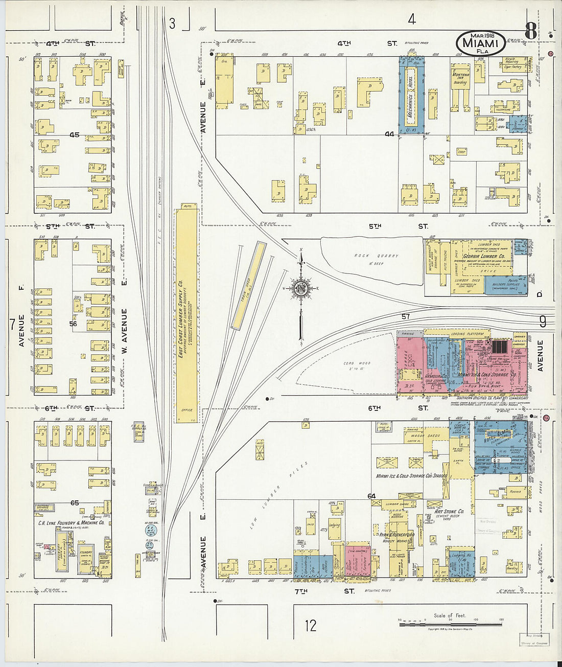 This old map of Miami Beach, Dade County, Florida was created by Sanborn Map Company in 1918
