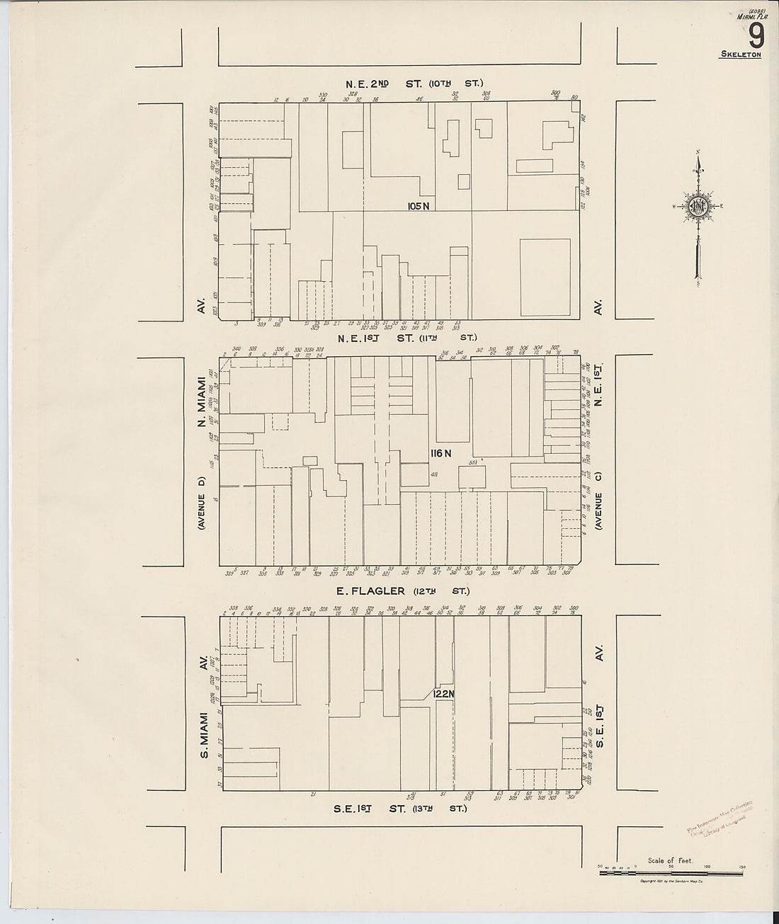 This old map of Miami, Dade County, Florida was created by Sanborn Map Company in 1921, 1924