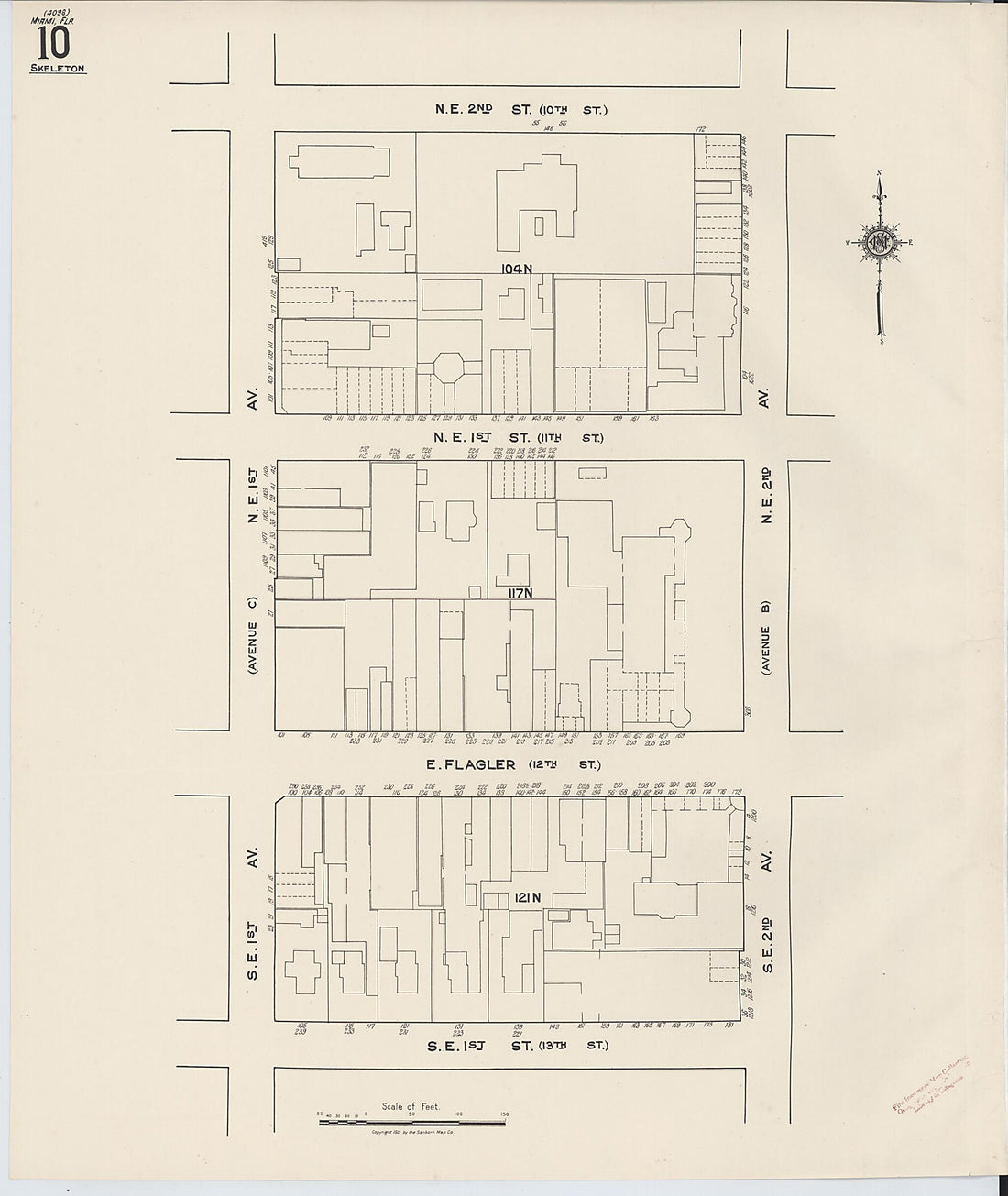 This old map of Miami, Dade County, Florida was created by Sanborn Map Company in 1921, 1924