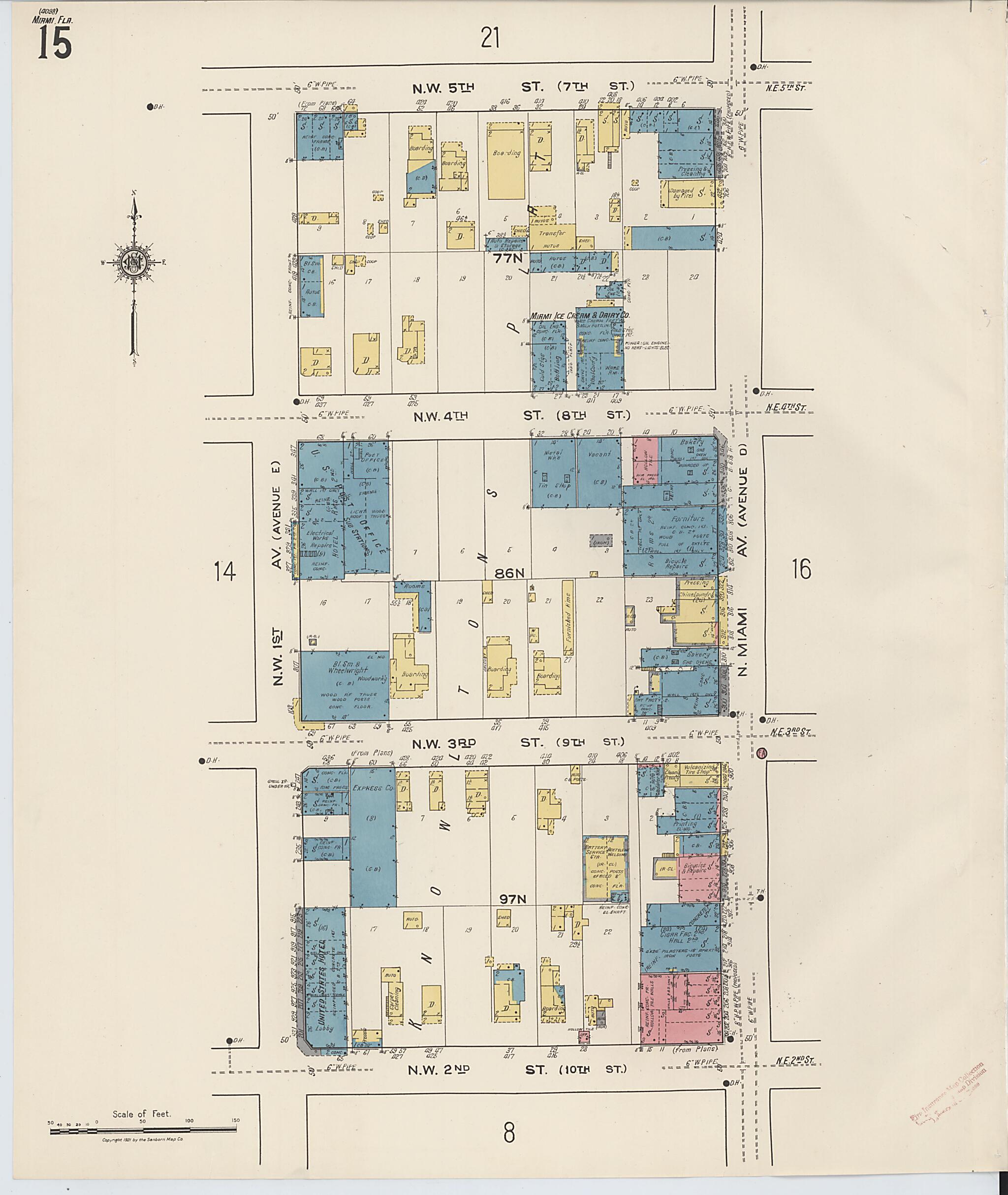 This old map of Miami, Dade County, Florida was created by Sanborn Map Company in 1921, 1924