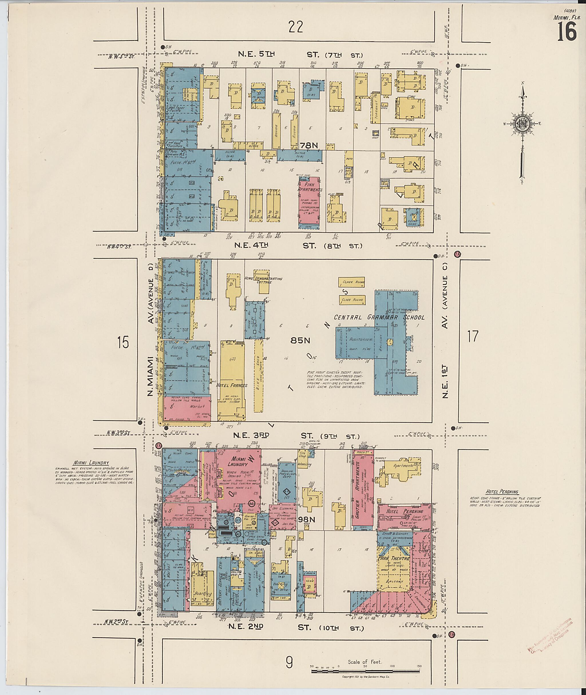 This old map of Miami, Dade County, Florida was created by Sanborn Map Company in 1921, 1924