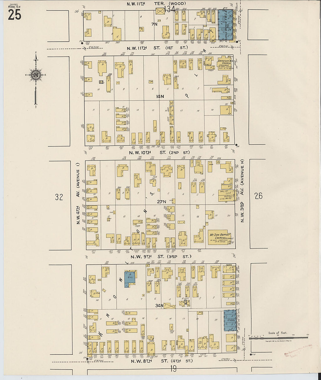 This old map of Miami, Dade County, Florida was created by Sanborn Map Company in 1921, 1924