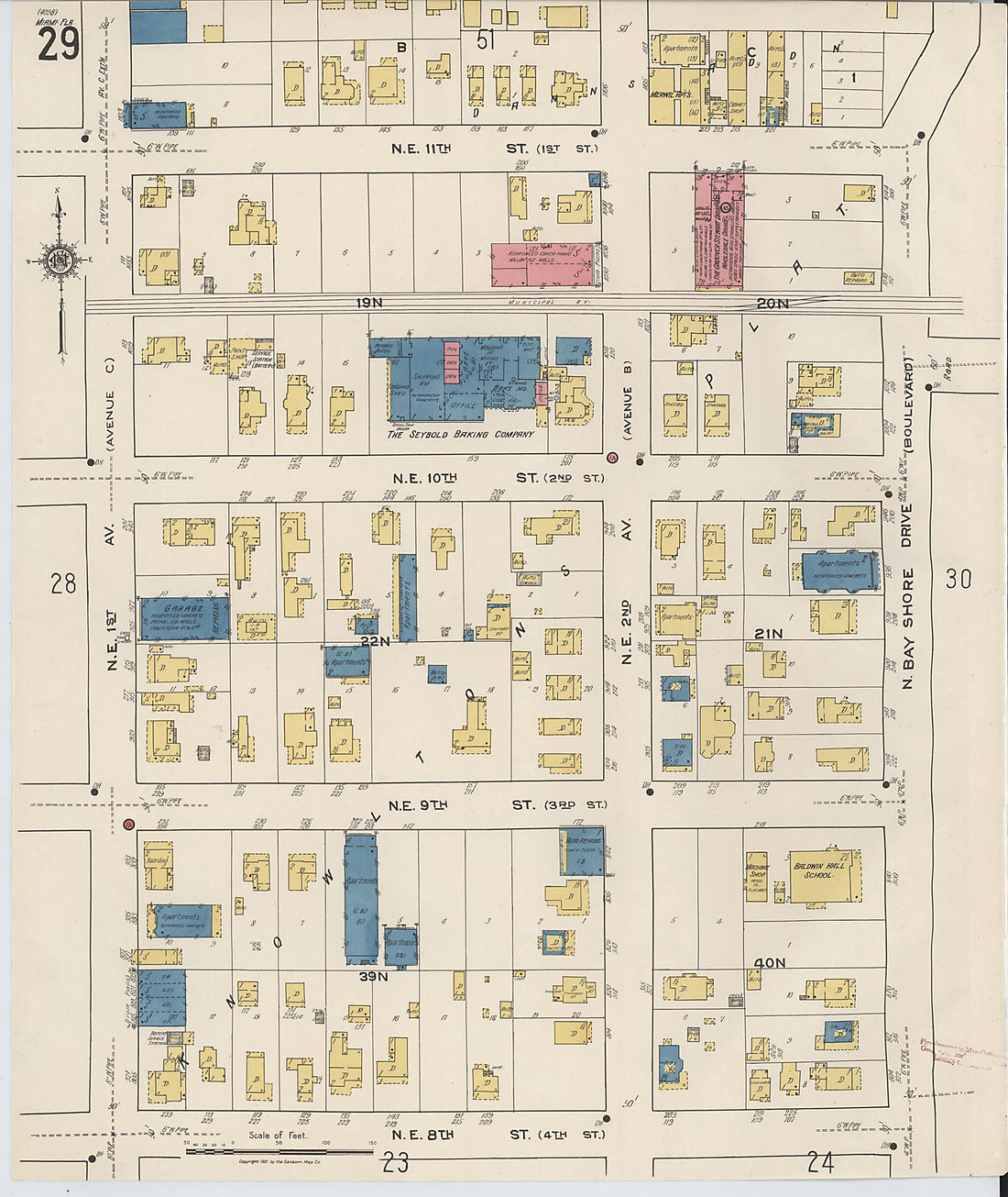 This old map of Miami, Dade County, Florida was created by Sanborn Map Company in 1921, 1924