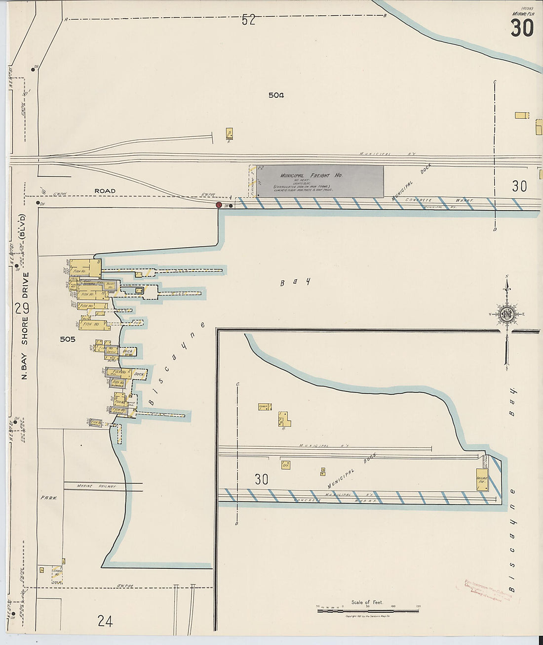 This old map of Miami, Dade County, Florida was created by Sanborn Map Company in 1921, 1924