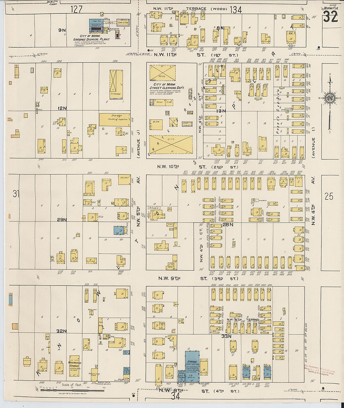 This old map of Miami, Dade County, Florida was created by Sanborn Map Company in 1921, 1924