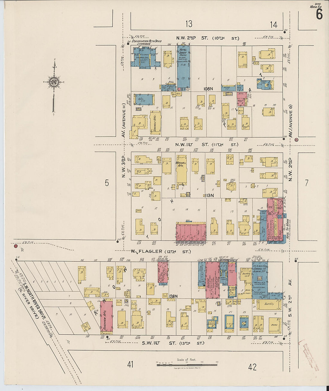 This old map of Miami, Dade County, Florida was created by Sanborn Map Company in 1921, 1924