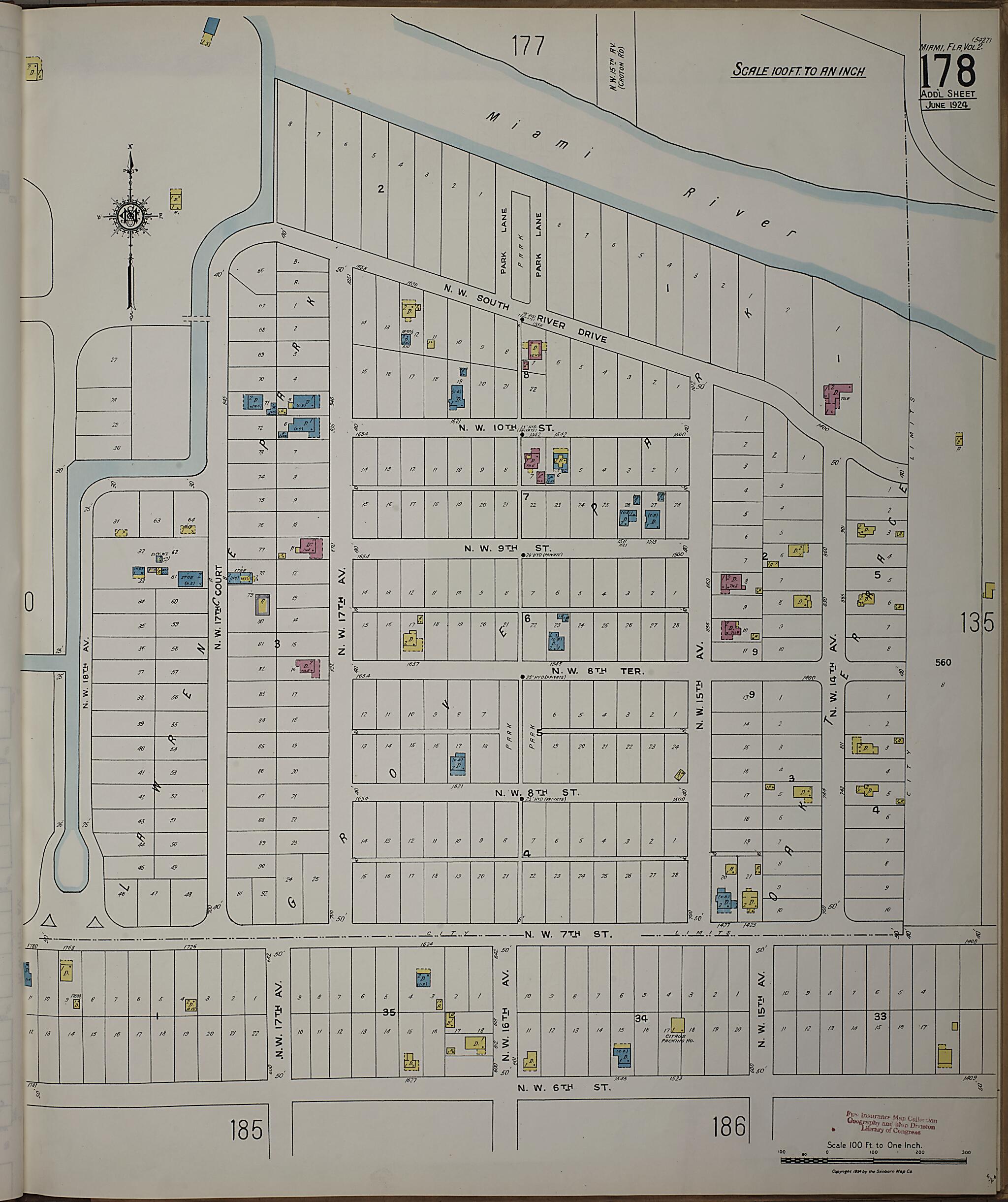 This old map of Silver Bluff, Dade County, Florida was created by Sanborn Map Company in 1924