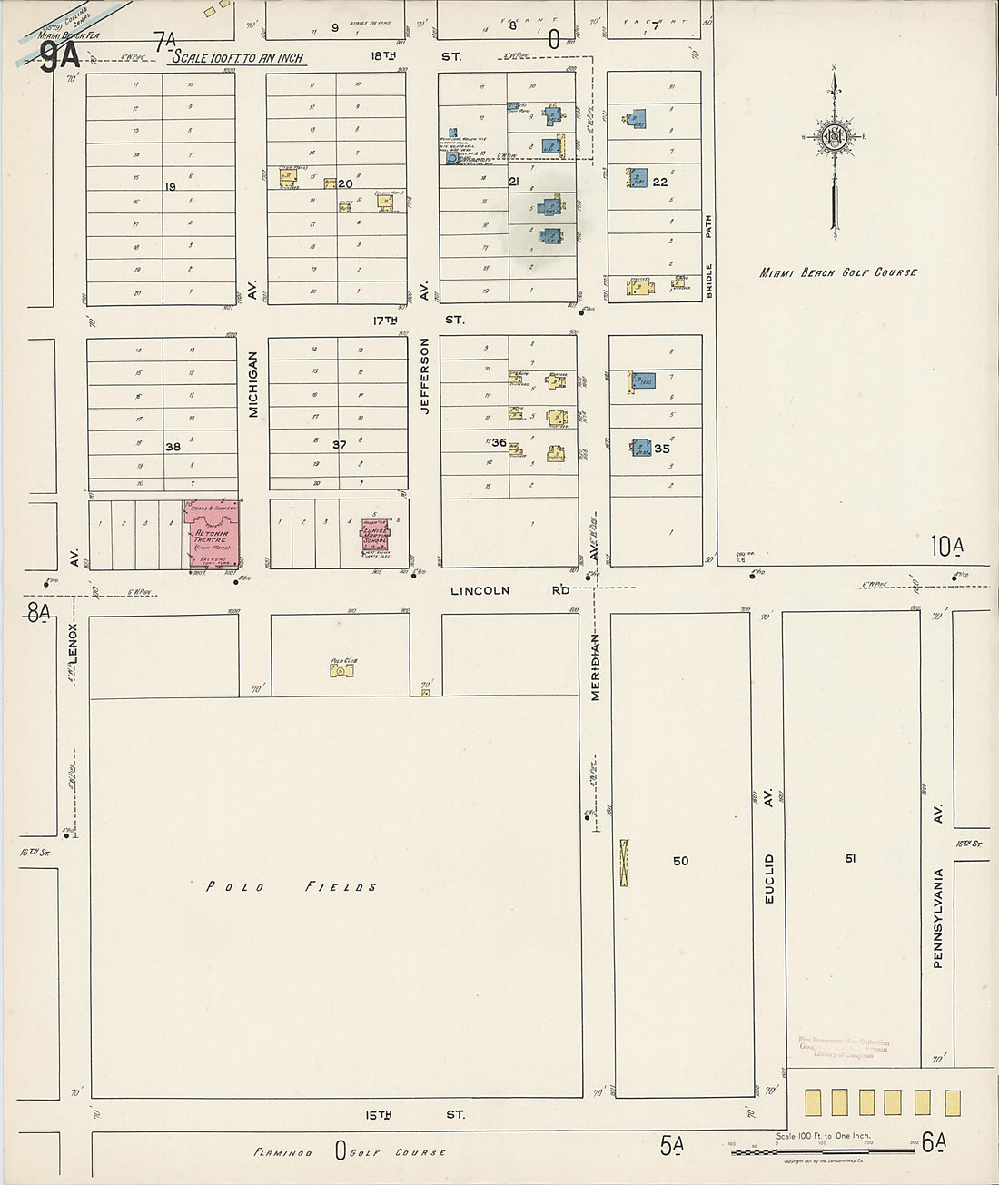 This old map of Miami Beach, Dade County, Florida was created by Sanborn Map Company in 1921