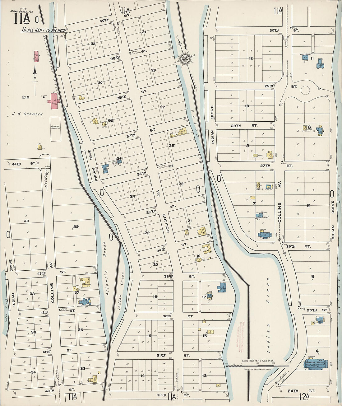 This old map of Miami Beach, Dade County, Florida was created by Sanborn Map Company in 1921