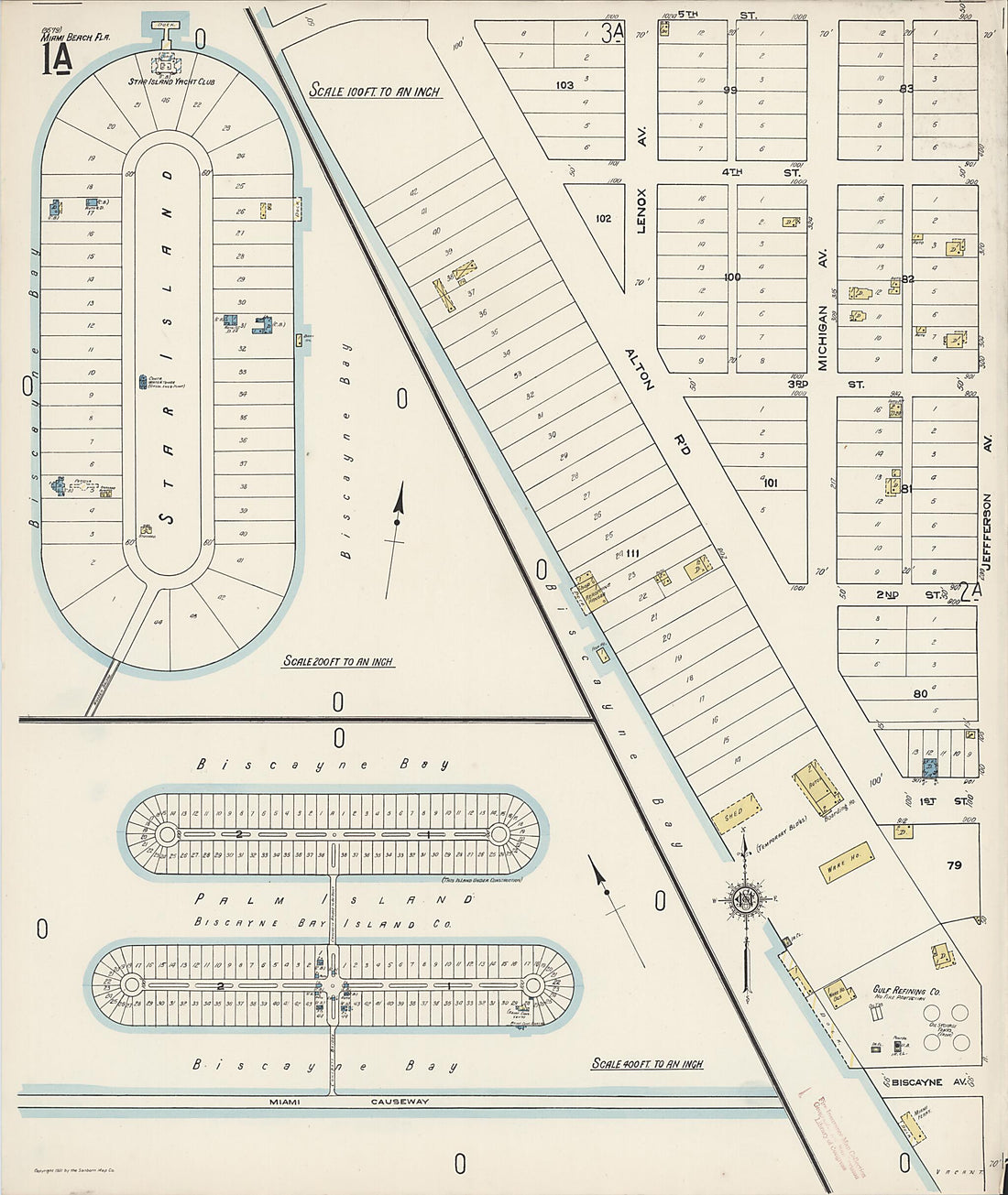 This old map of Miami Beach, Dade County, Florida was created by Sanborn Map Company in 1921