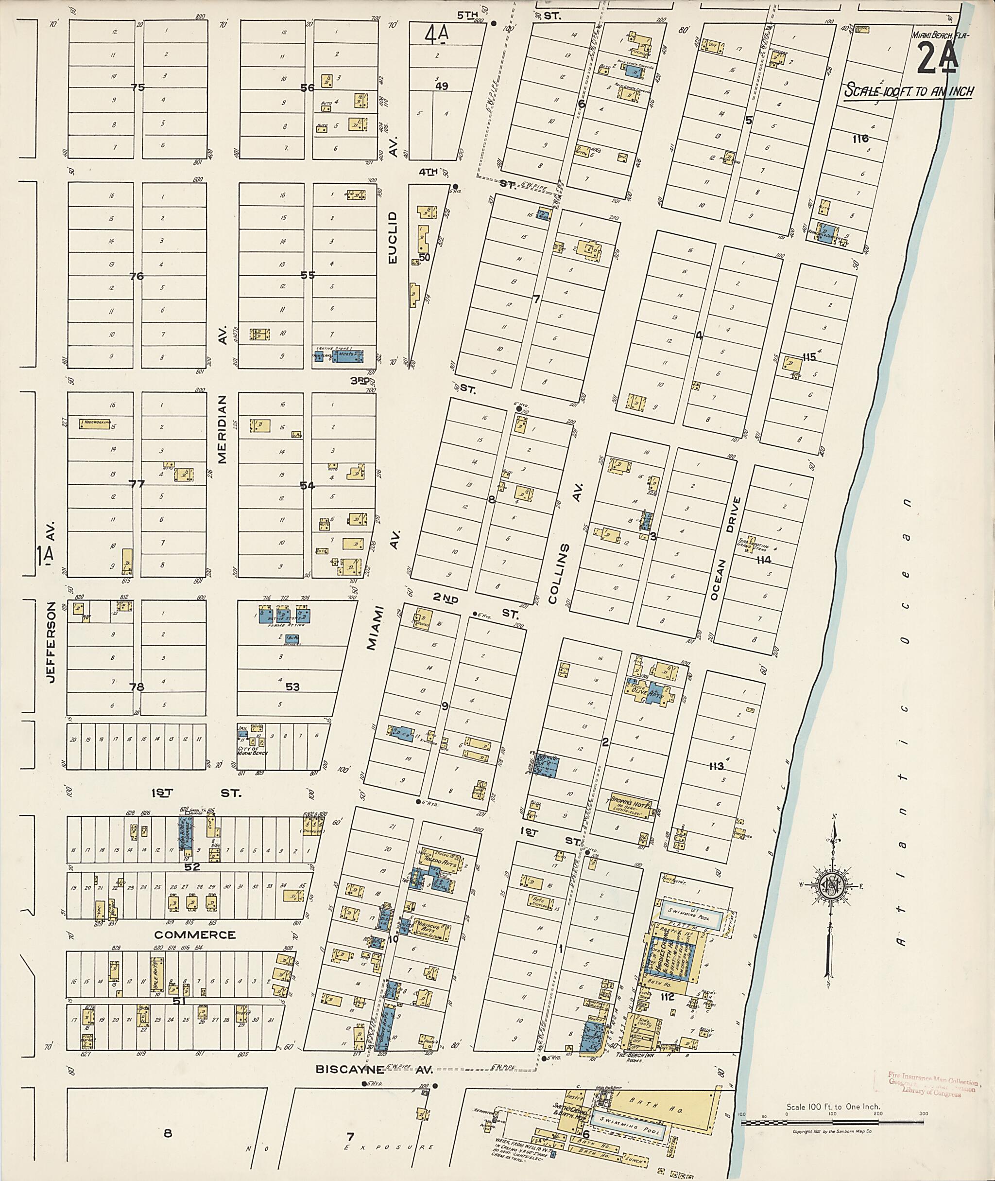 This old map of Miami Beach, Dade County, Florida was created by Sanborn Map Company in 1921