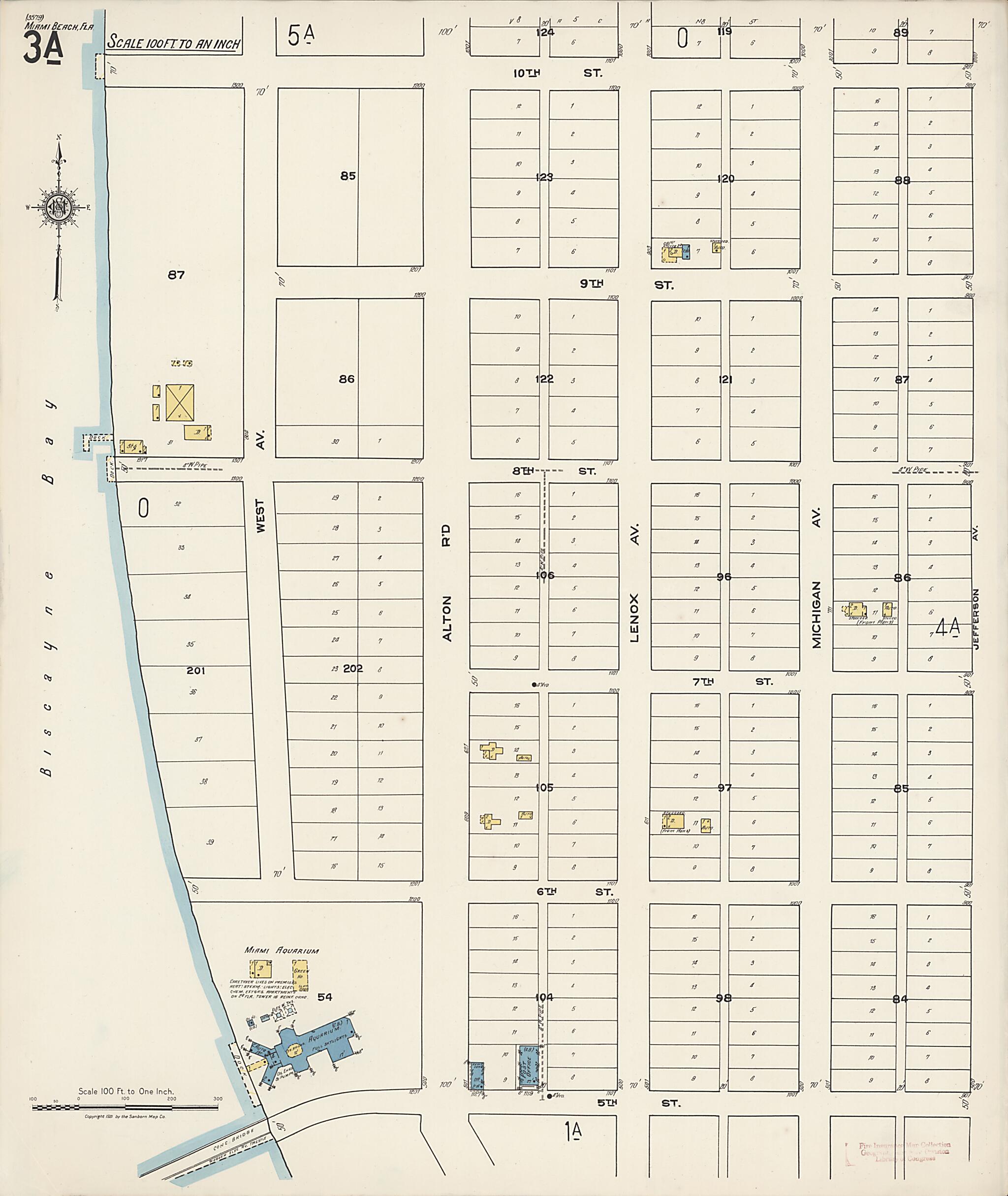 This old map of Miami Beach, Dade County, Florida was created by Sanborn Map Company in 1921
