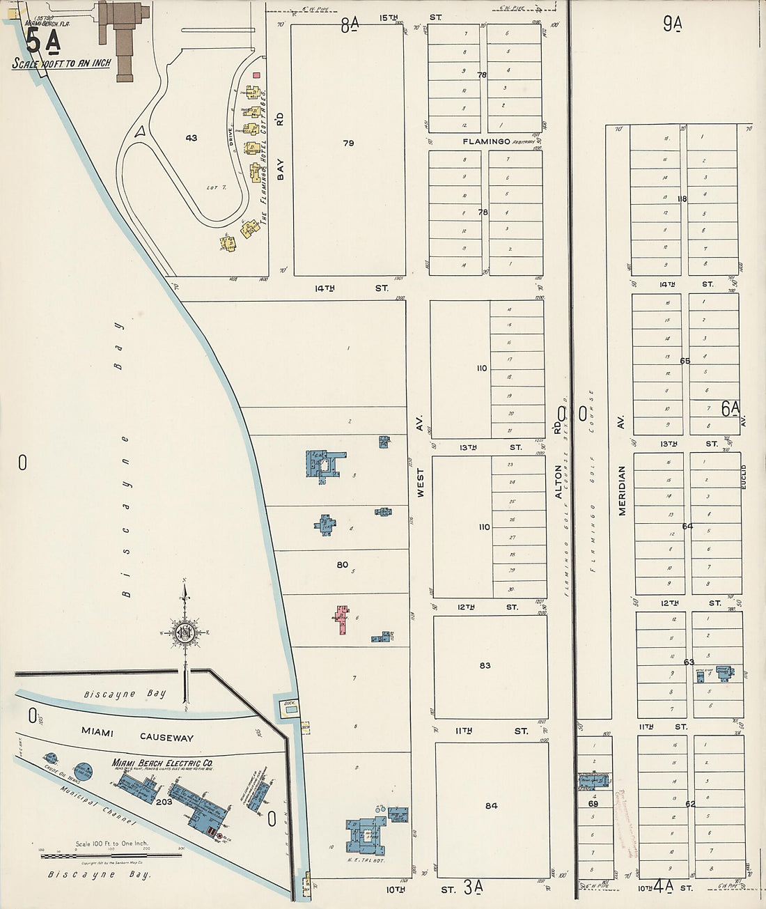 This old map of Miami Beach, Dade County, Florida was created by Sanborn Map Company in 1921