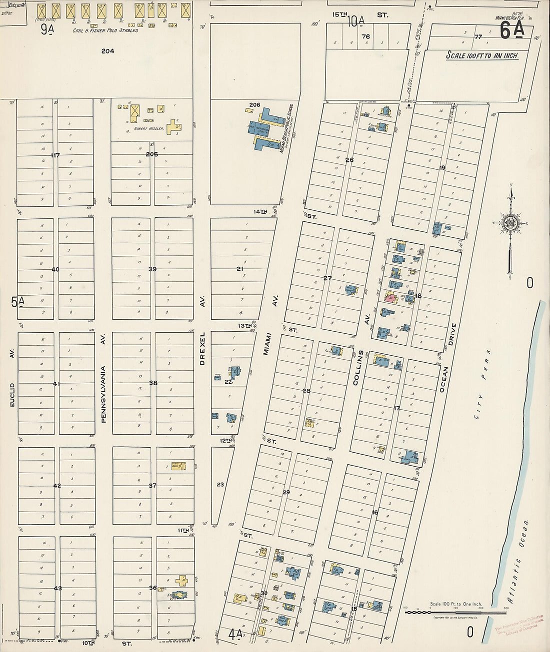This old map of Miami Beach, Dade County, Florida was created by Sanborn Map Company in 1921