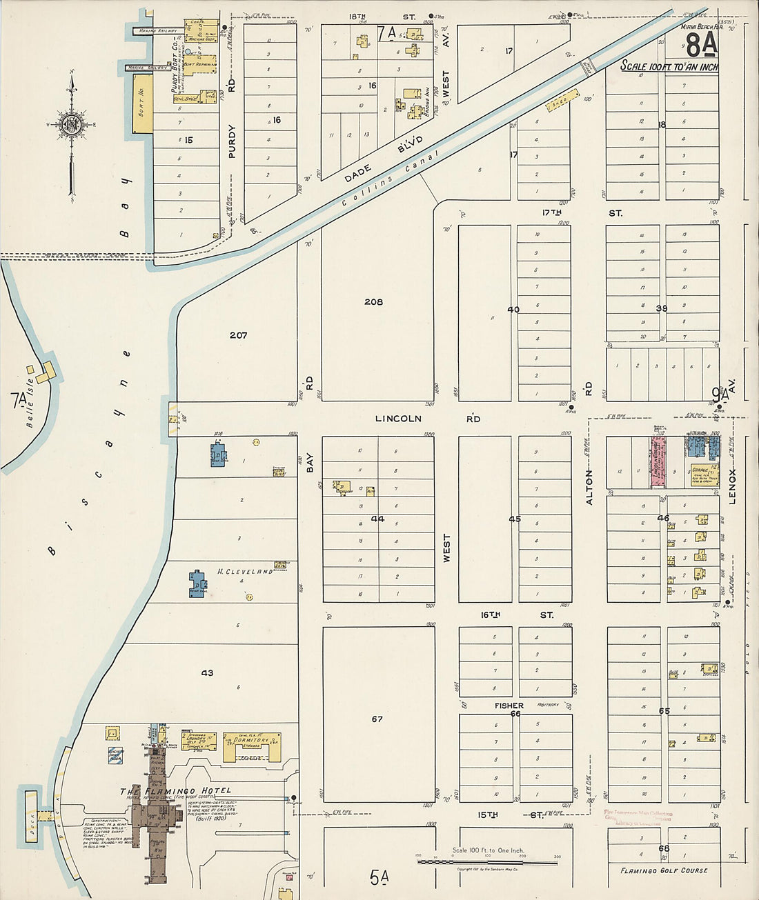 This old map of Miami Beach, Dade County, Florida was created by Sanborn Map Company in 1921