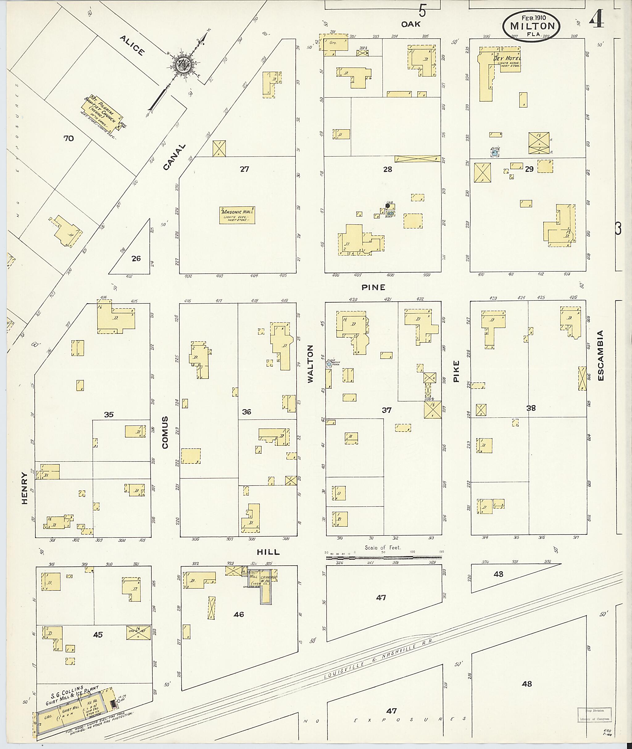 This old map of Milton, Santa Rosa County, Florida was created by Sanborn Map Company in 1910