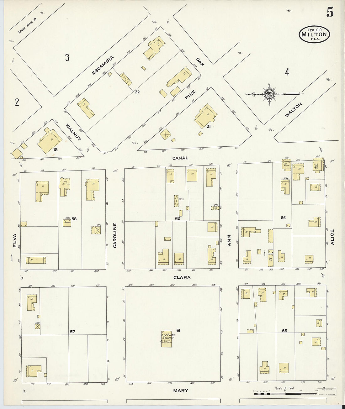 This old map of Milton, Santa Rosa County, Florida was created by Sanborn Map Company in 1910