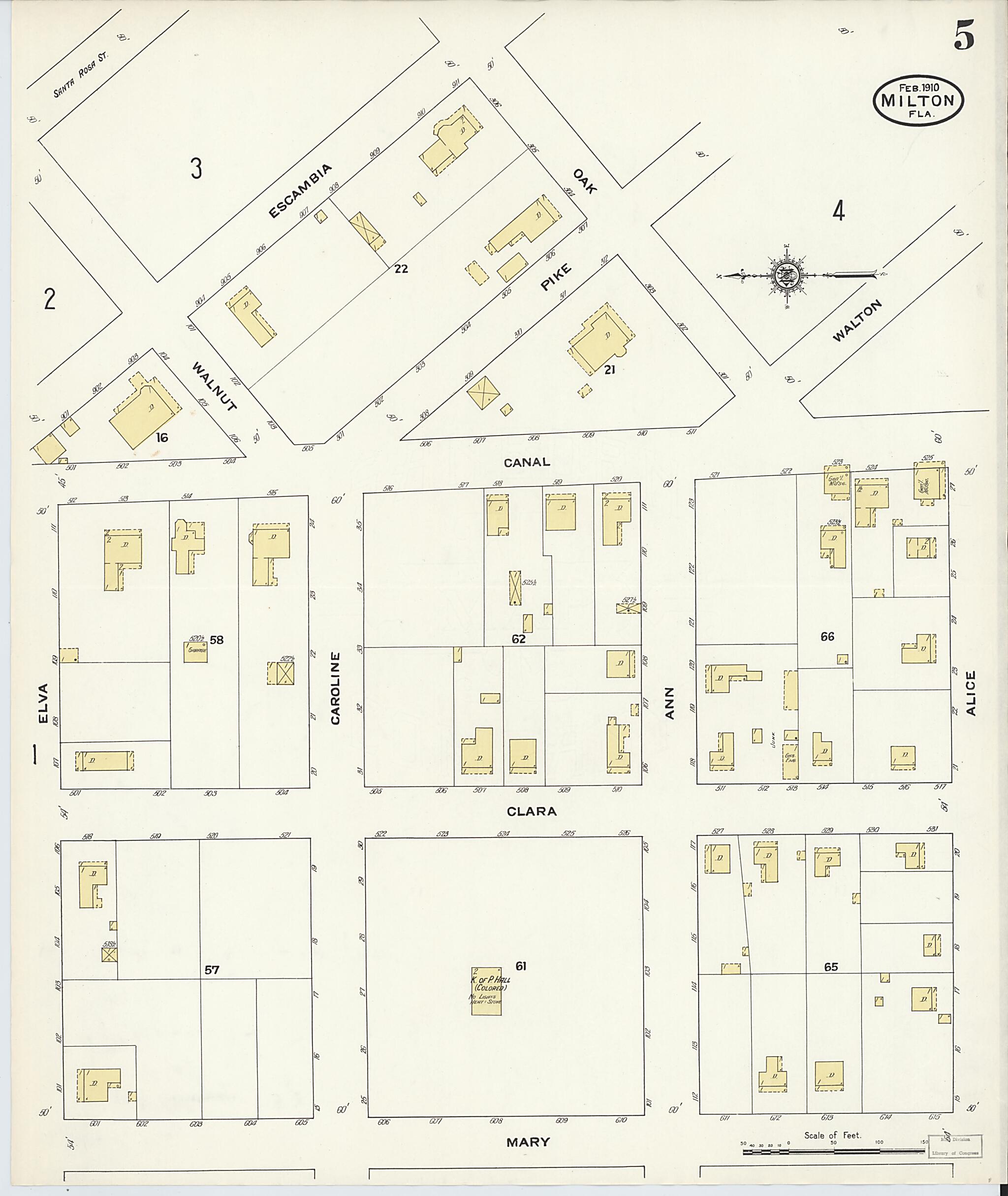 This old map of Milton, Santa Rosa County, Florida was created by Sanborn Map Company in 1910