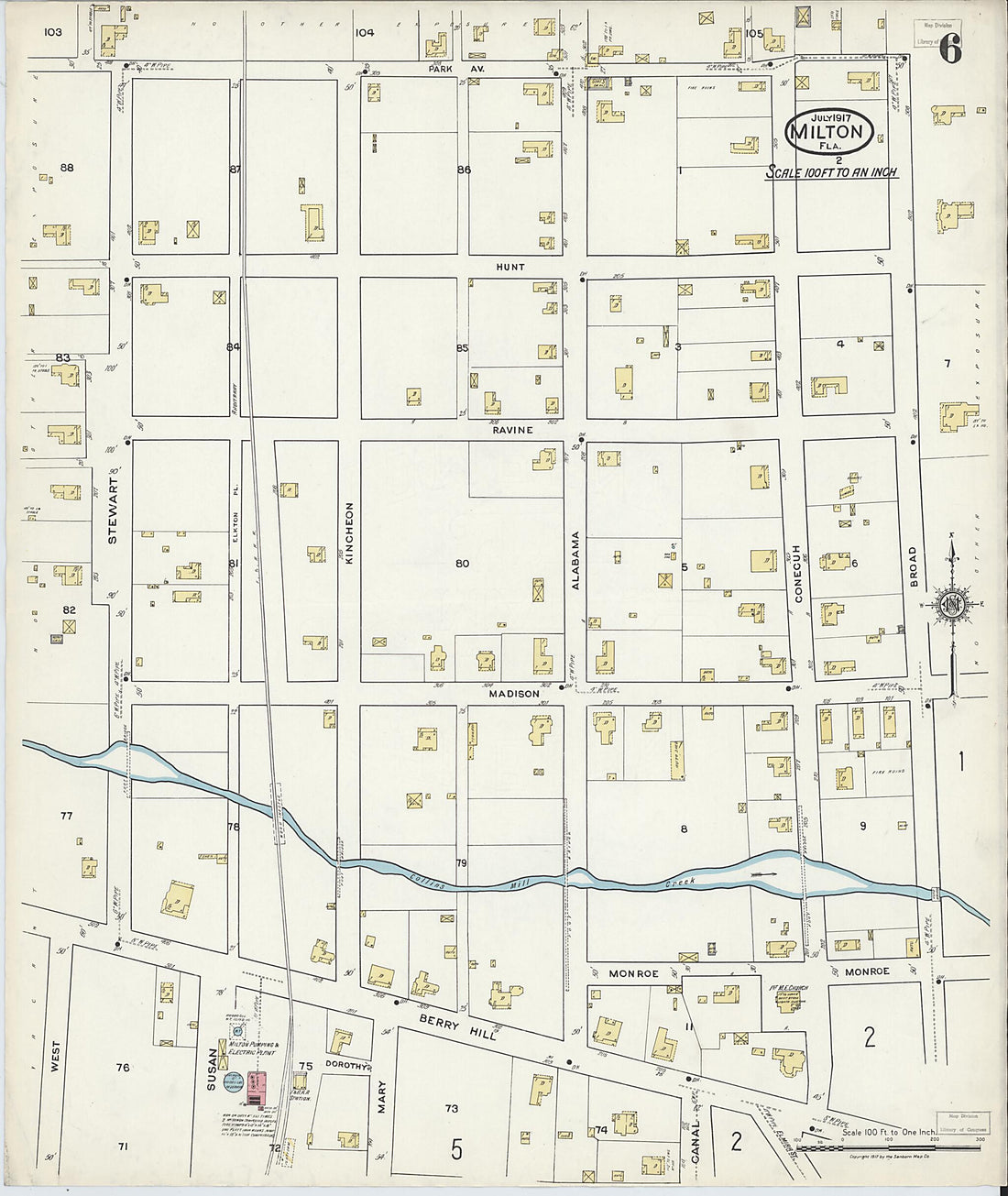 This old map of Milton, Santa Rosa County, Florida was created by Sanborn Map Company in 1917