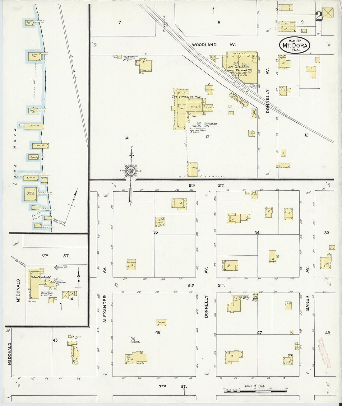 This old map of Mount Dora, Lake County, Florida was created by Sanborn Map Company in 1912