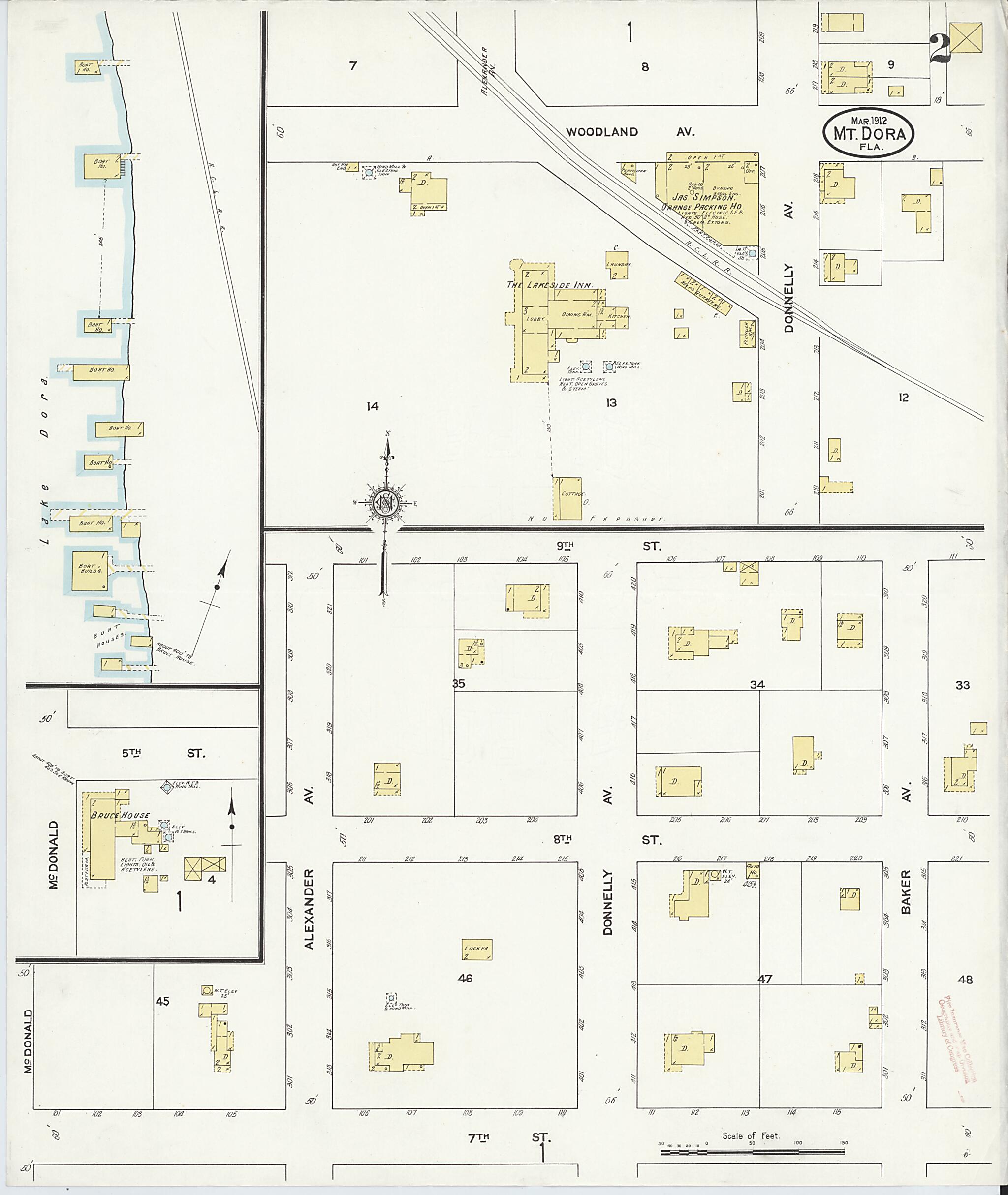 This old map of Mount Dora, Lake County, Florida was created by Sanborn Map Company in 1912