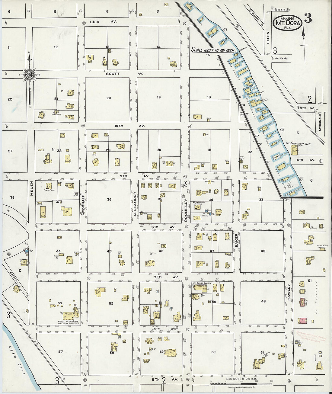 This old map of Mount Dora, Lake County, Florida was created by Sanborn Map Company in 1920