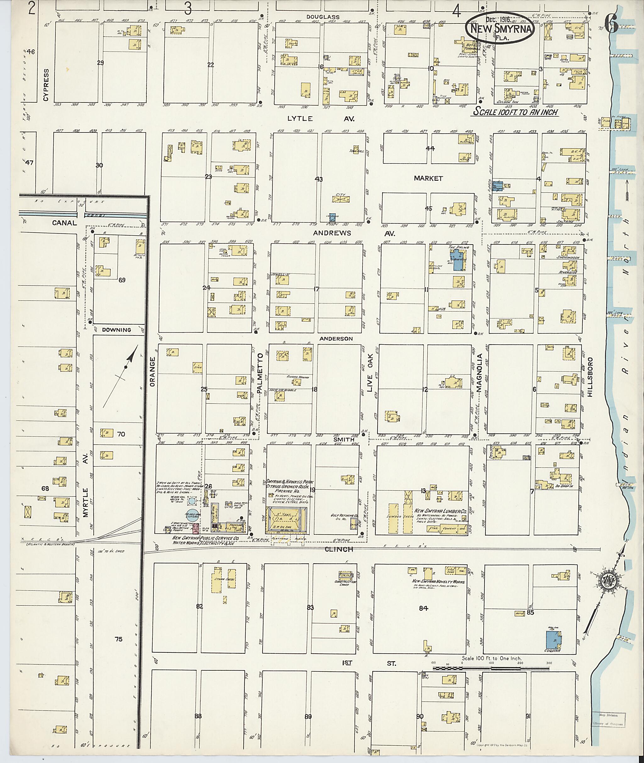 This old map of Wilbur, Valusia County, Florida was created by Sanborn Map Company in 1916