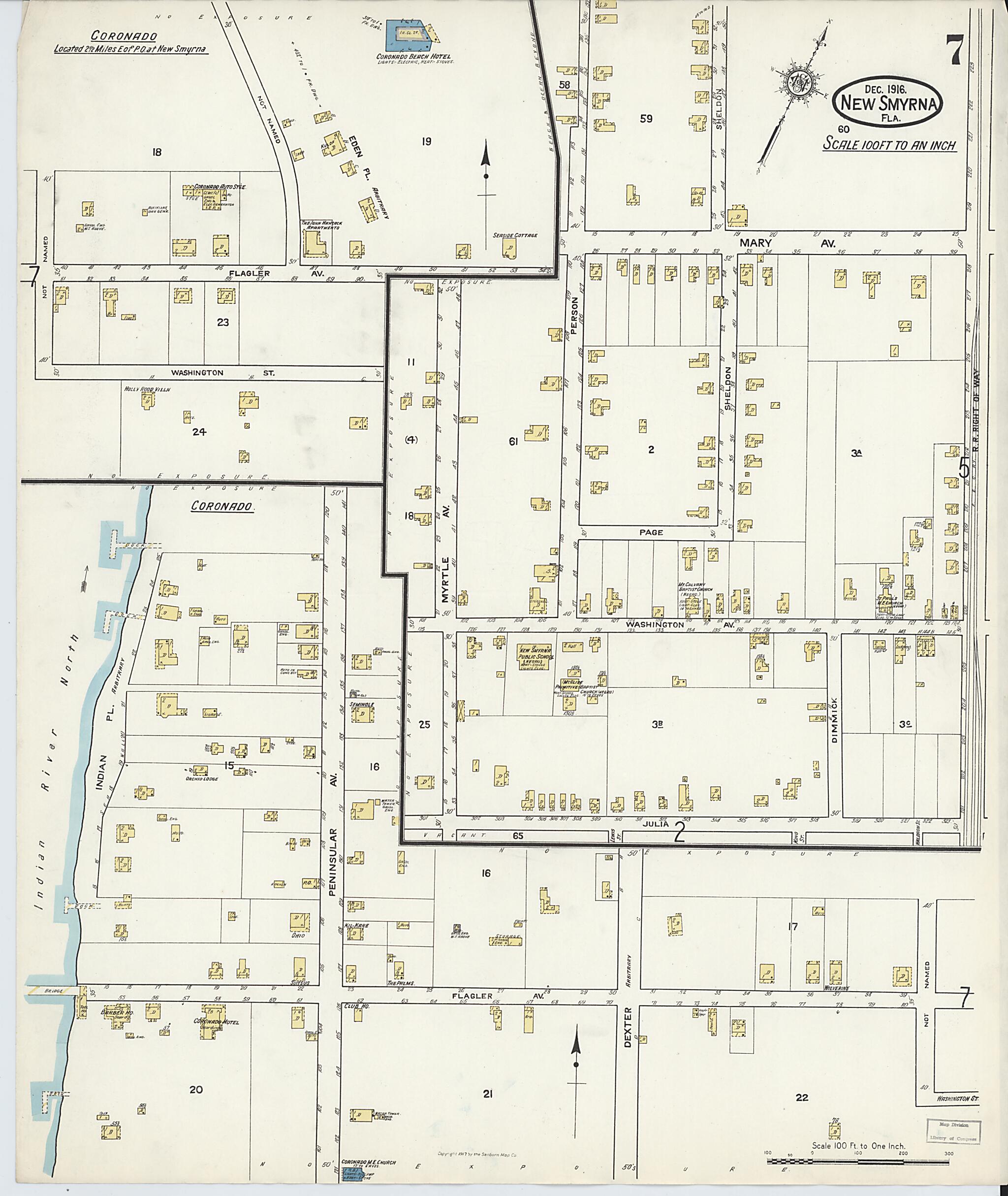 This old map of Wilbur, Valusia County, Florida was created by Sanborn Map Company in 1916