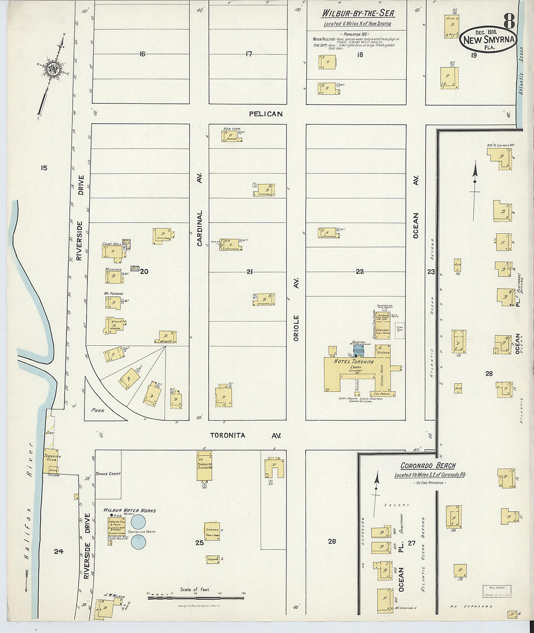 This old map of Wilbur, Valusia County, Florida was created by Sanborn Map Company in 1916