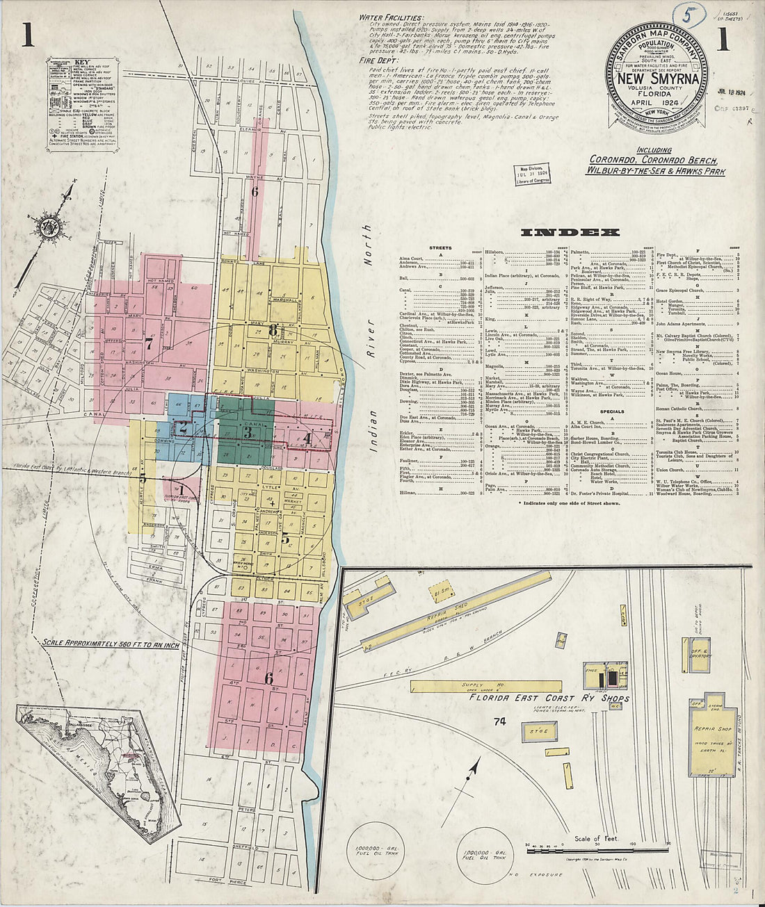 This old map of Wilbur, Valusia County, Florida was created by Sanborn Map Company in 1924