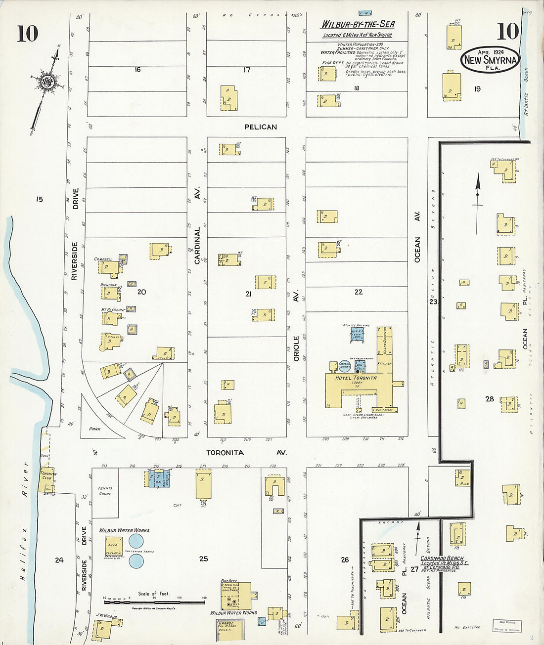 This old map of Wilbur, Valusia County, Florida was created by Sanborn Map Company in 1924