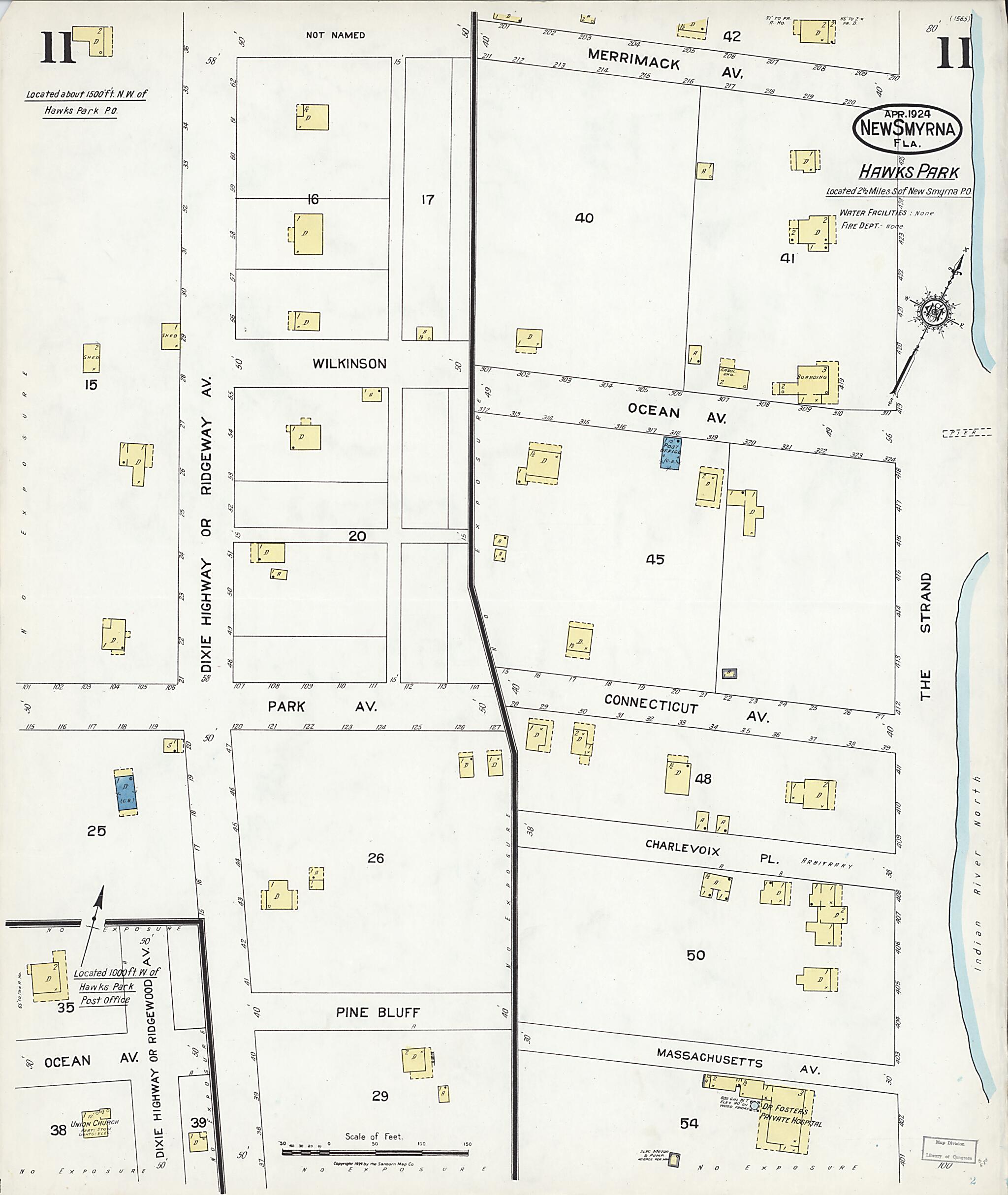 This old map of Wilbur, Valusia County, Florida was created by Sanborn Map Company in 1924