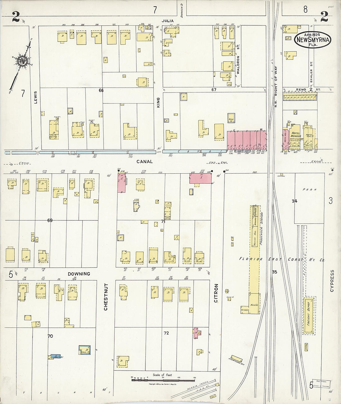 This old map of Wilbur, Valusia County, Florida was created by Sanborn Map Company in 1924