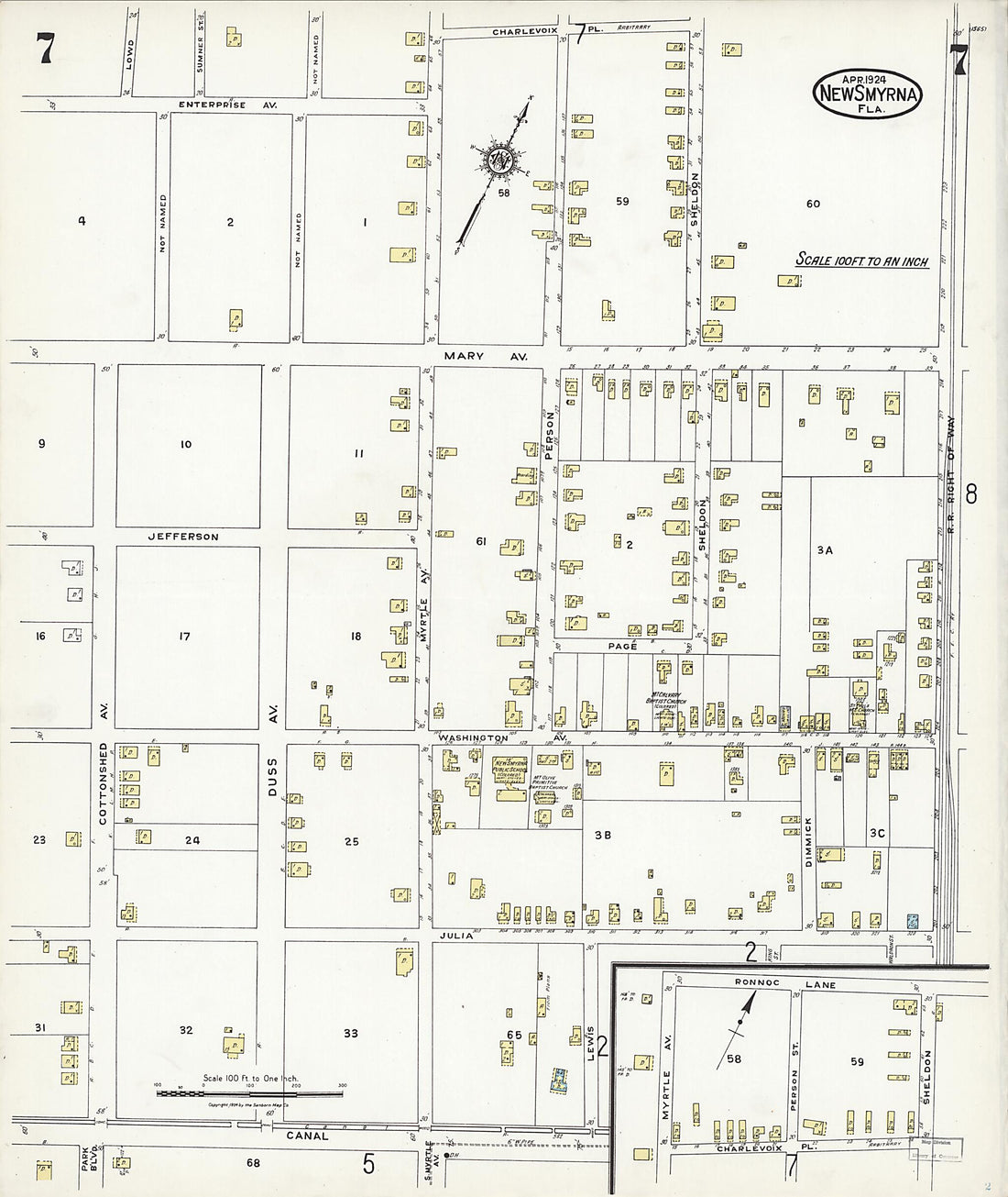 This old map of Wilbur, Valusia County, Florida was created by Sanborn Map Company in 1924