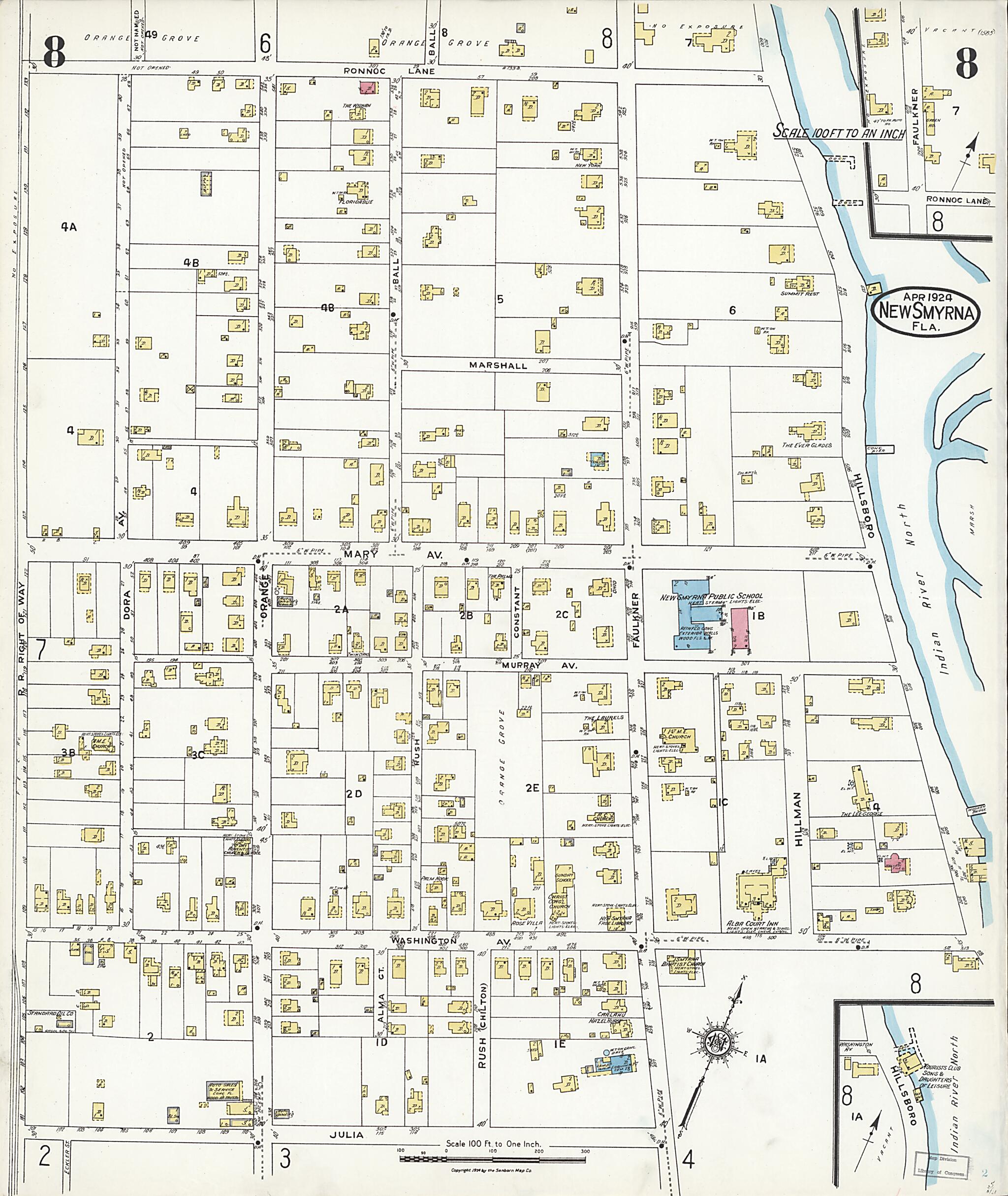 This old map of Wilbur, Valusia County, Florida was created by Sanborn Map Company in 1924