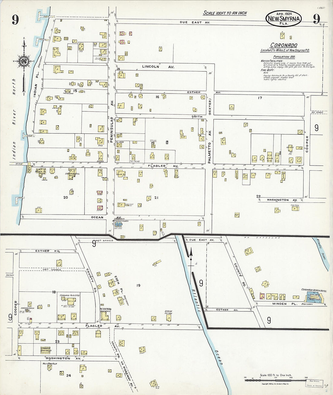 This old map of Wilbur, Valusia County, Florida was created by Sanborn Map Company in 1924