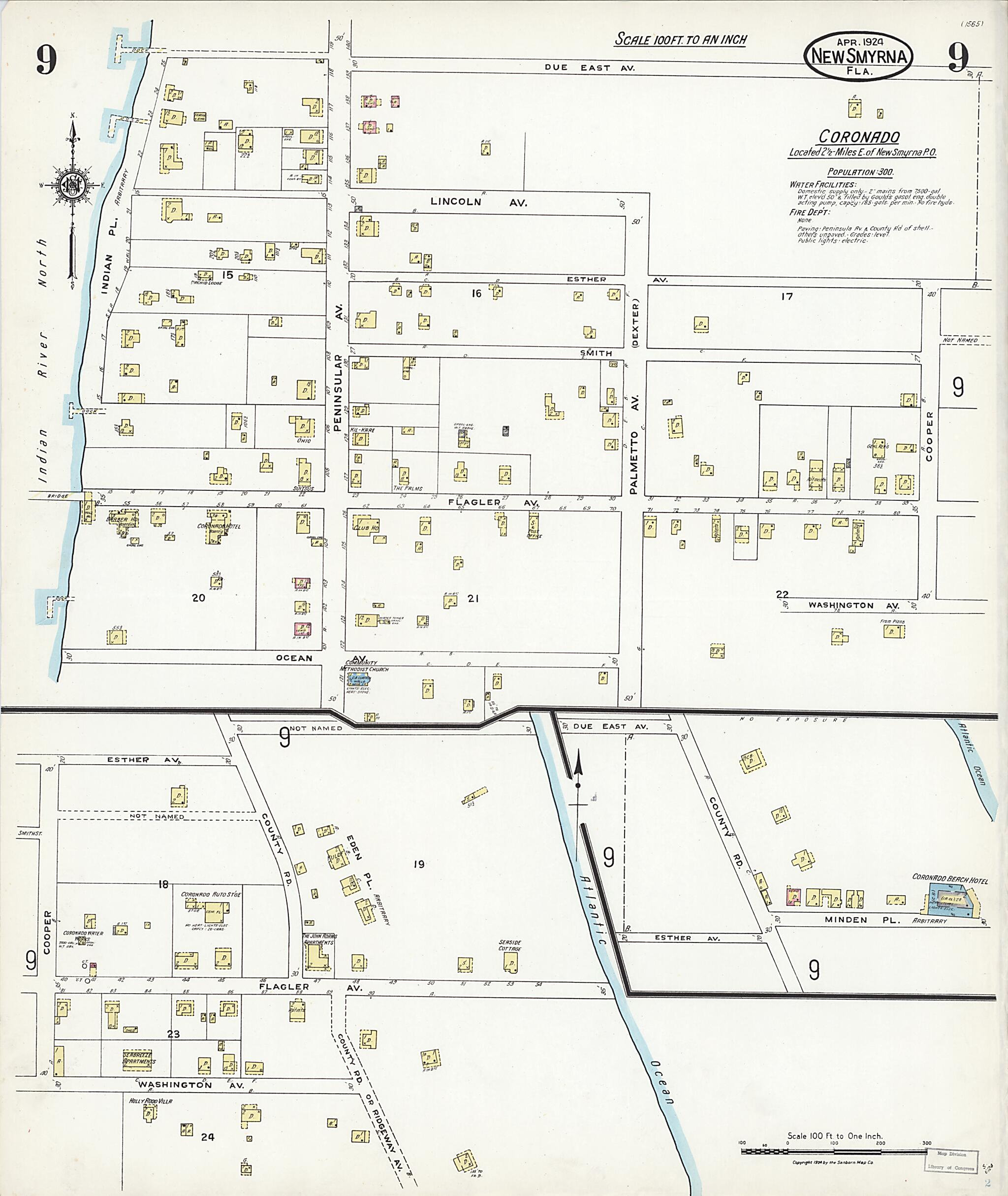 This old map of Wilbur, Valusia County, Florida was created by Sanborn Map Company in 1924