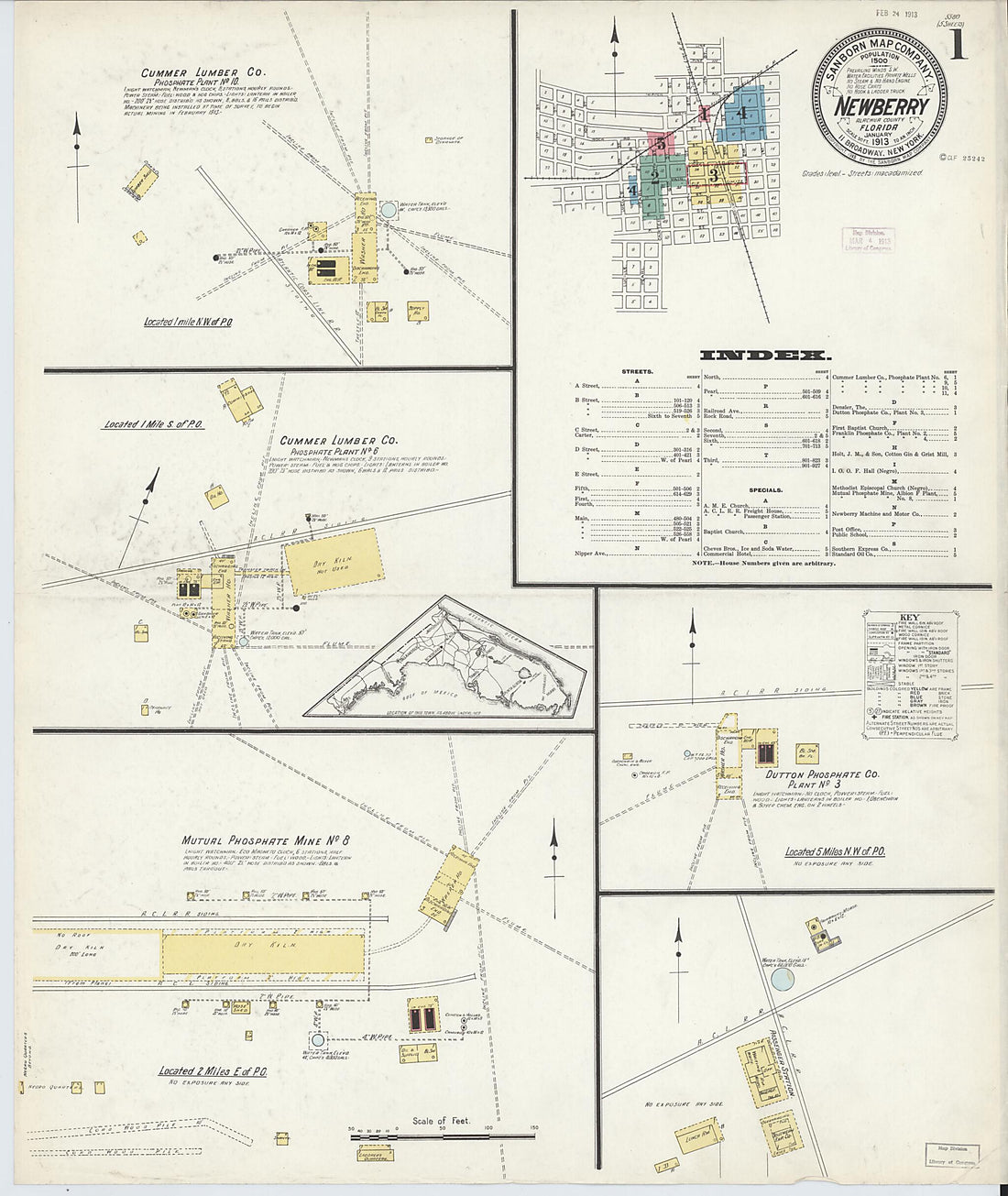 This old map of Newberry, Alachua County, Florida was created by Sanborn Map Company in 1913