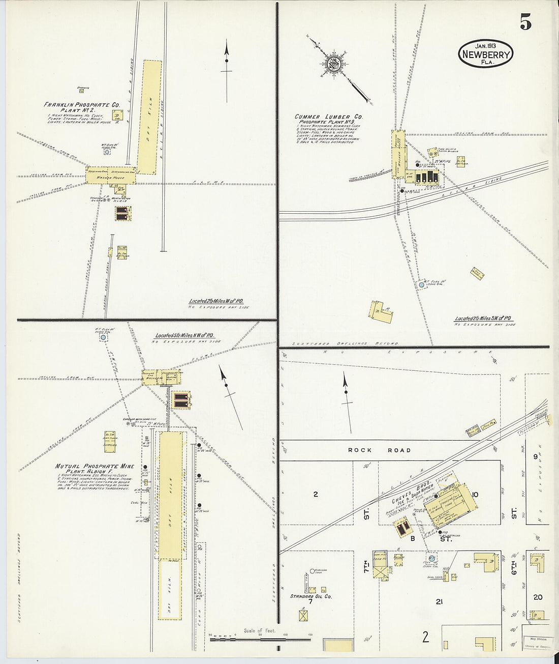 This old map of Newberry, Alachua County, Florida was created by Sanborn Map Company in 1913