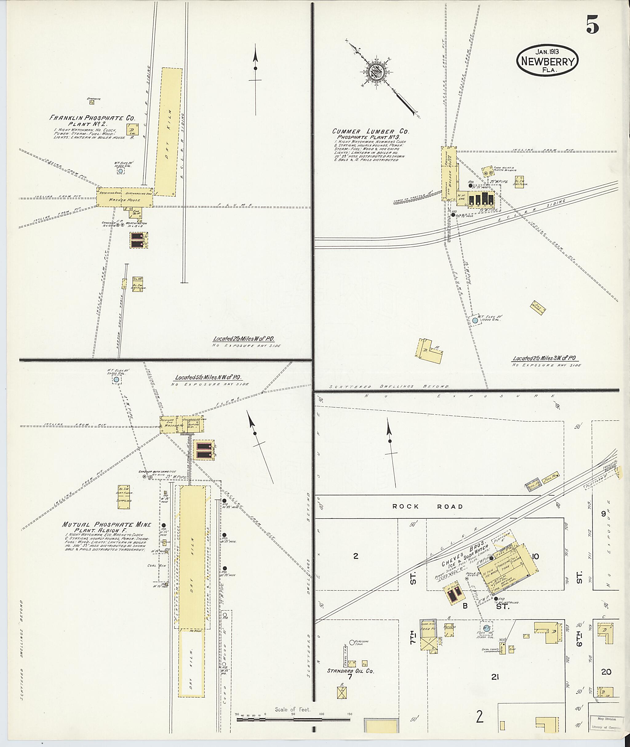 This old map of Newberry, Alachua County, Florida was created by Sanborn Map Company in 1913