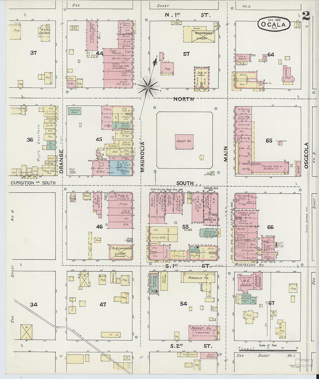 This old map of Ocala, Marion County, Florida was created by Sanborn Map Company in 1891